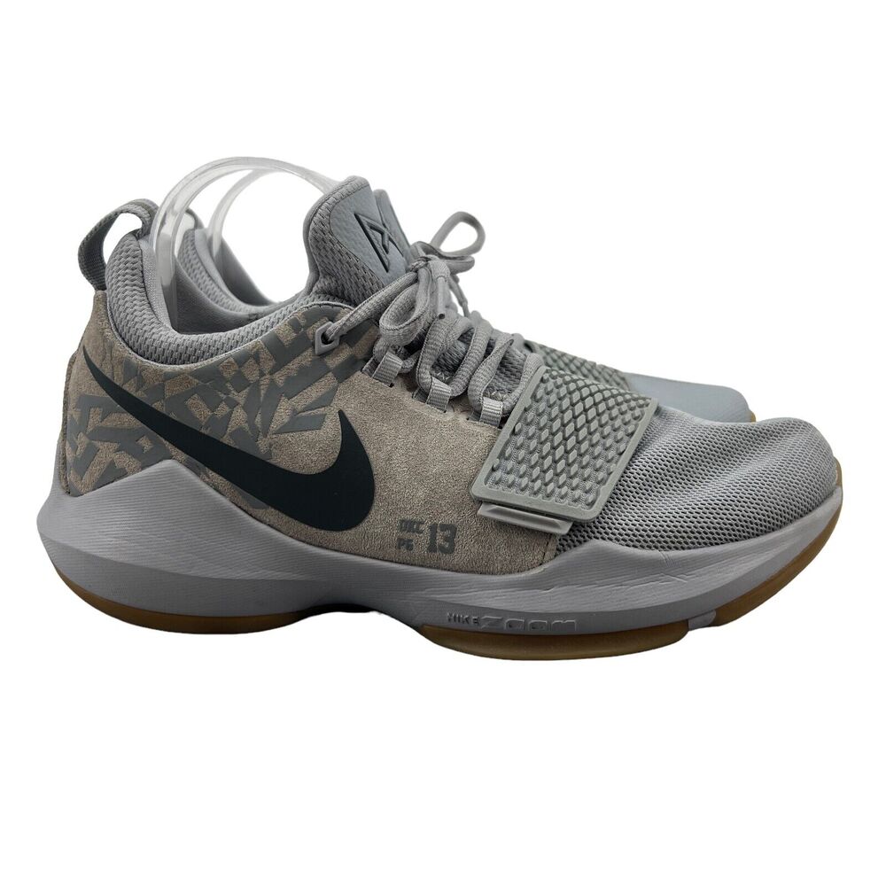 Nike Paul George 1 Baseline Basketball Shoes Mens 7 Gray Low Cut Lace Up *READ